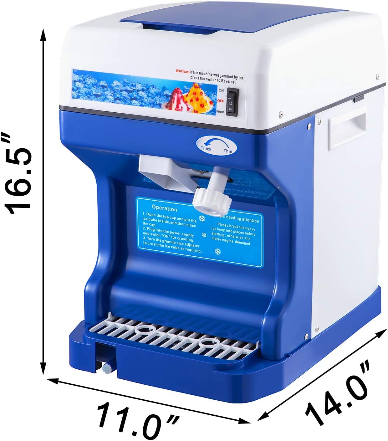 Vevor 110V Electric Shaved Ice Machine 250W Snow Cone Maker Tabletop W/Adjustable Ice Texture, Ice Shaving Machine 265Lbs/Hr For